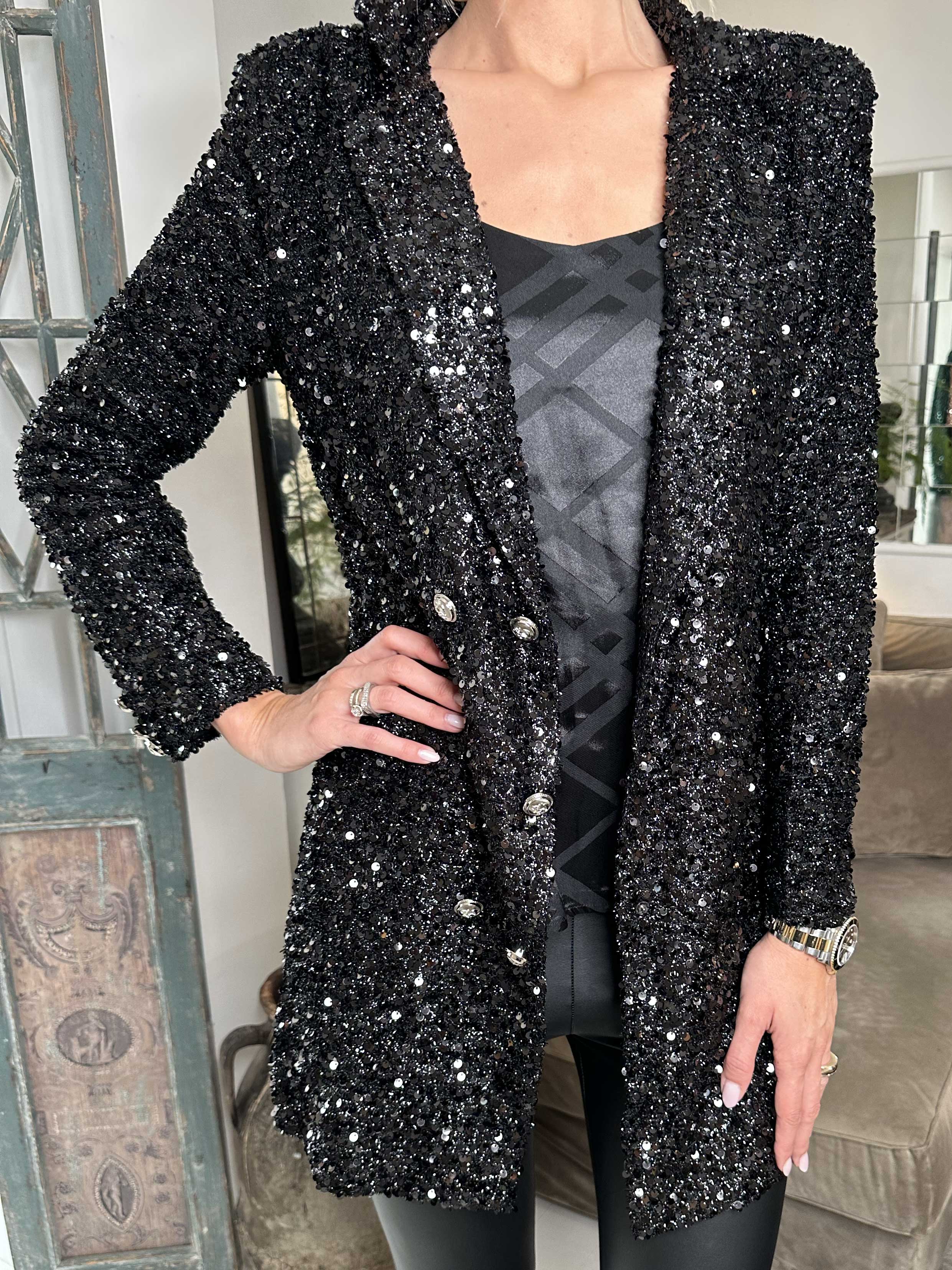 Dimina - Blazer med pailletter og knapper